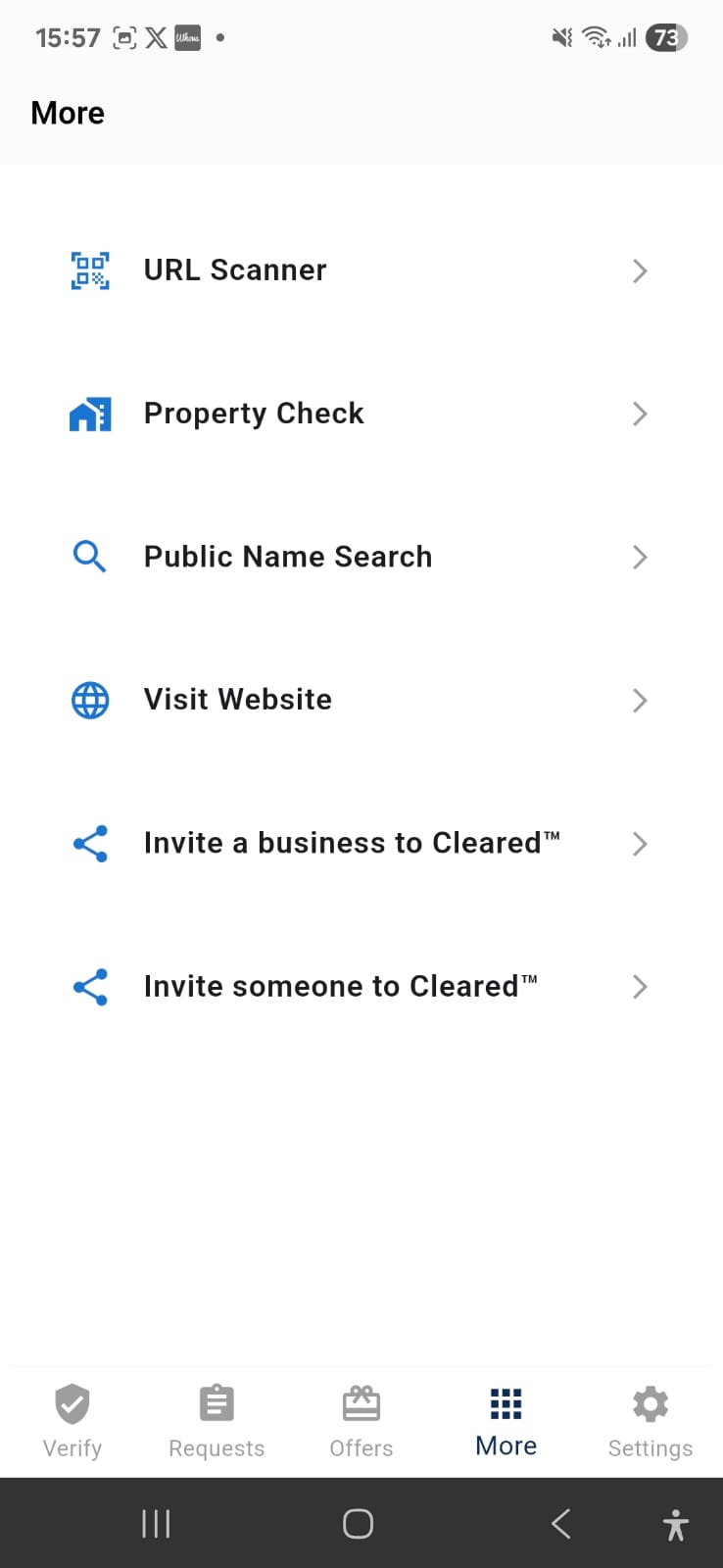 Customer features menu
