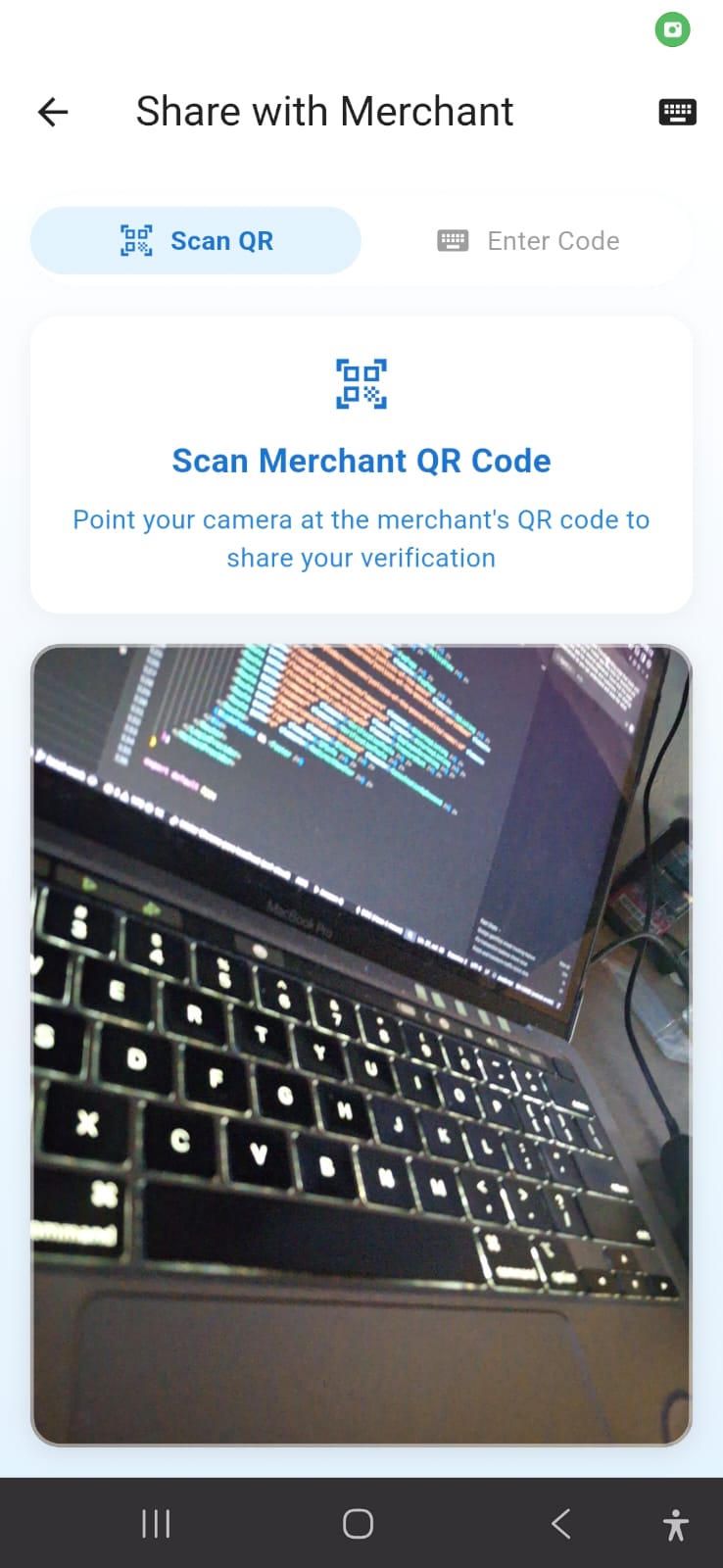 Customer scanning merchant QR code