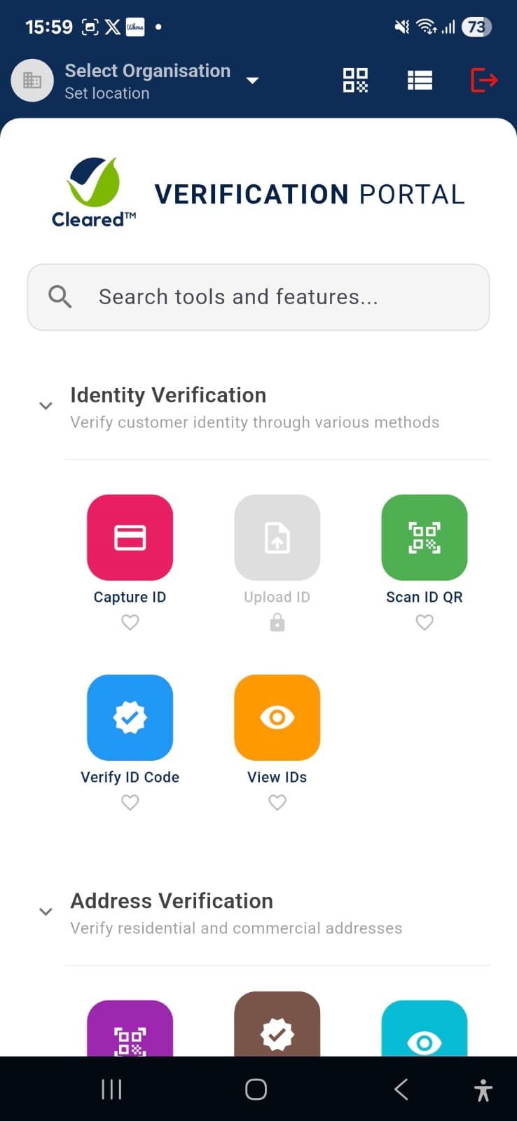 Merchant home screen