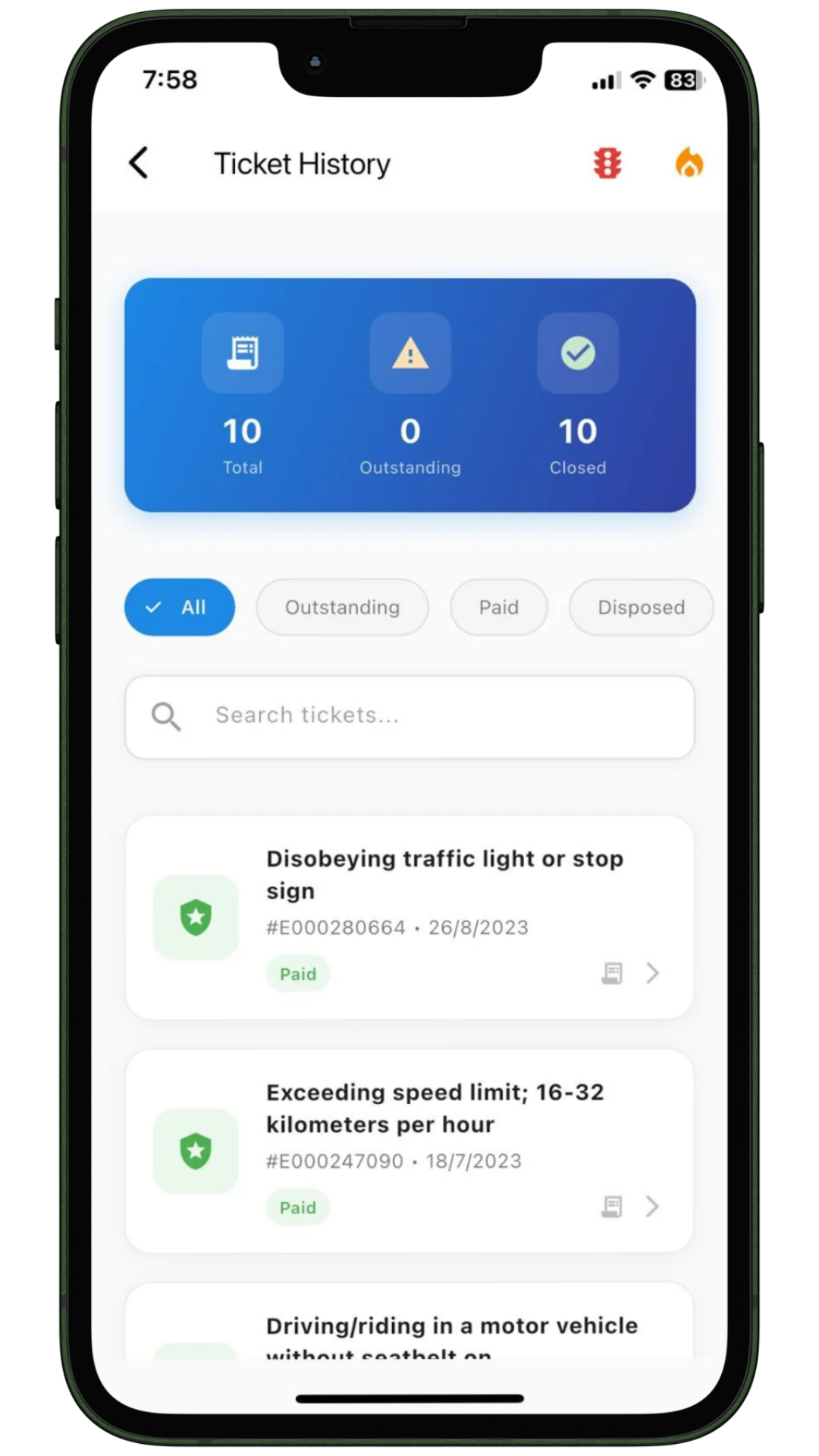 Traffic Ticket Demo Screen 3